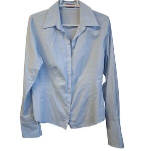 Thomas PINK Jermyn Street London Wmn's 16 Lt. Blue Button Down LS Cotton Shirt